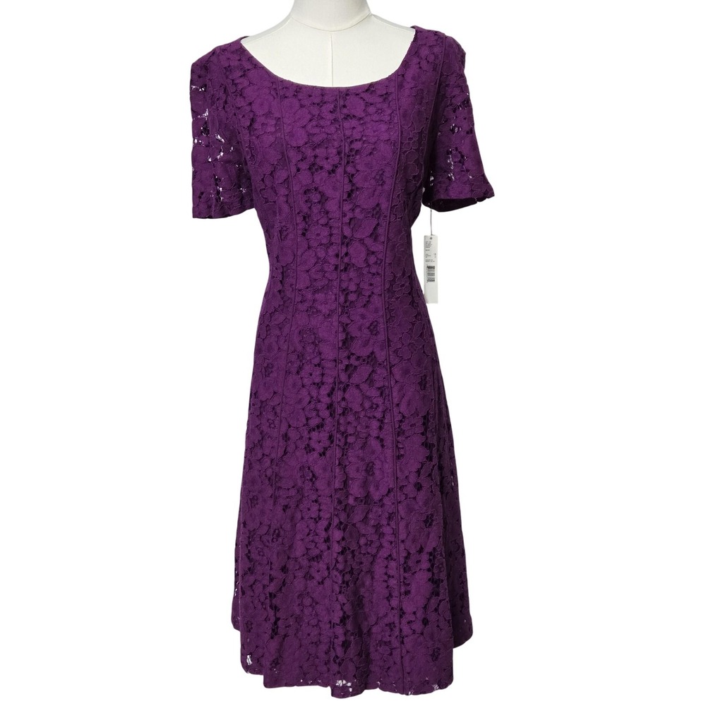 Alex Marie‎ Dress Womens 14 Purple Lace Harper Fit & Flare Short Sleeve Cocktail